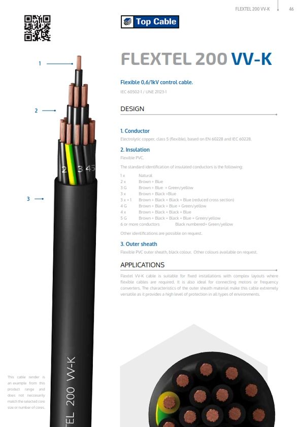 FLEXTEL *FLEXTEL 200 VV-K 0,6/1kV control cable 1.5mm 12C+E PVC [1m]