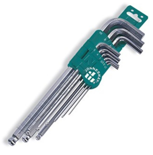 JONNESWAY 9PCS ANTI-SLIP EXTRA LONG ARM BALL POINT HEX KEY SET (SAE)
