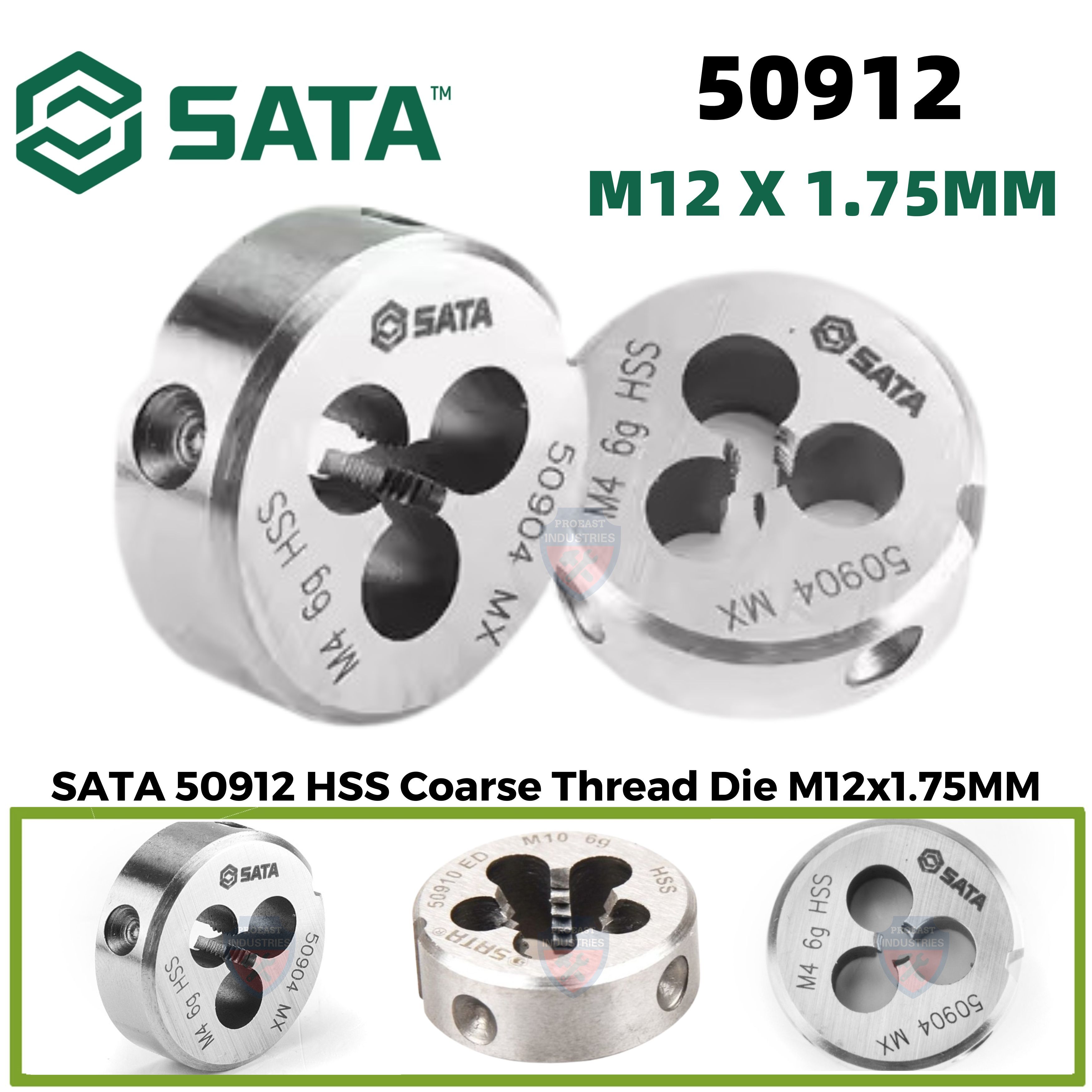 Sata HSS COARSE THREAD DIE M12X1.75MM