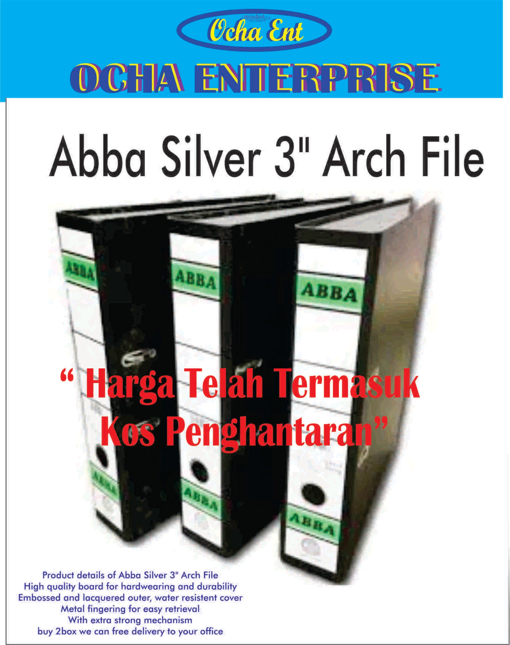 OCHA ABBA Lever Arch File - 3-inch Size - 404 Silver-24 pcs/ Box