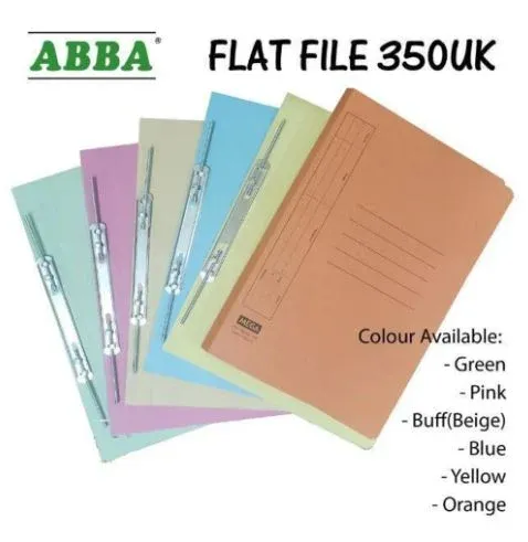 ABBA MEGA 350 FLAT FILE SPRING (UK) FASTENER / FILE FLAT / MANILA FILE / FLAT FILE / SPRING 350 RTSB Colour: Orange / Pink / Green / Buff / Yellow / Blue.