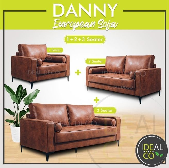 Leather Look Fabric Solid Wood Sofas 1 Seater / 2 Seater / 3 Seater