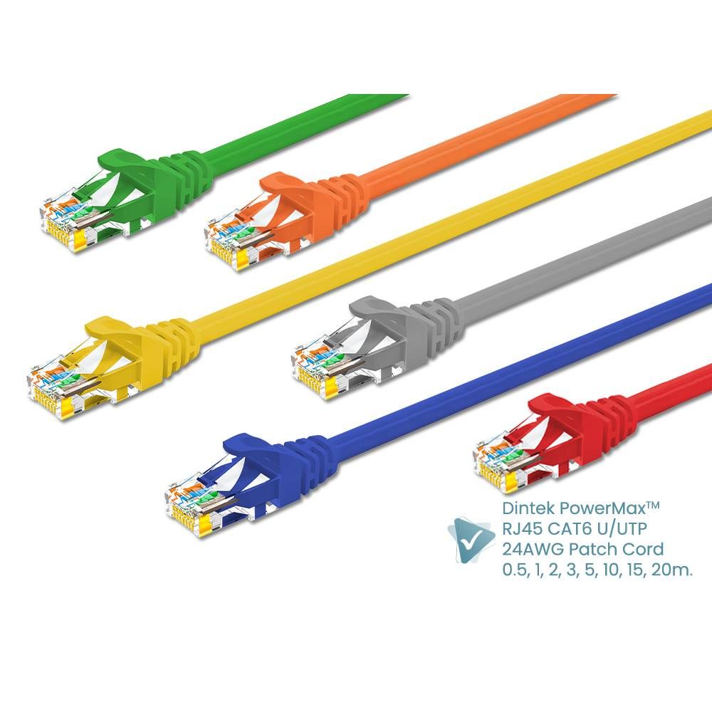 DINTEK POWERMAX CAT6 RJ45 U/UTP 24AWG PATCH CORD 0.5M 1M 2M 3M 5M 10M 15M 20M