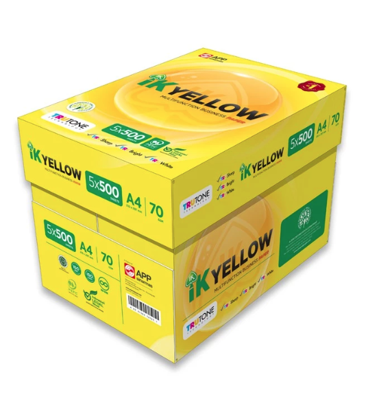 IK YELLOW 70GSM A4 PAPER (450'S/500'S) / (50/100 REAMS)