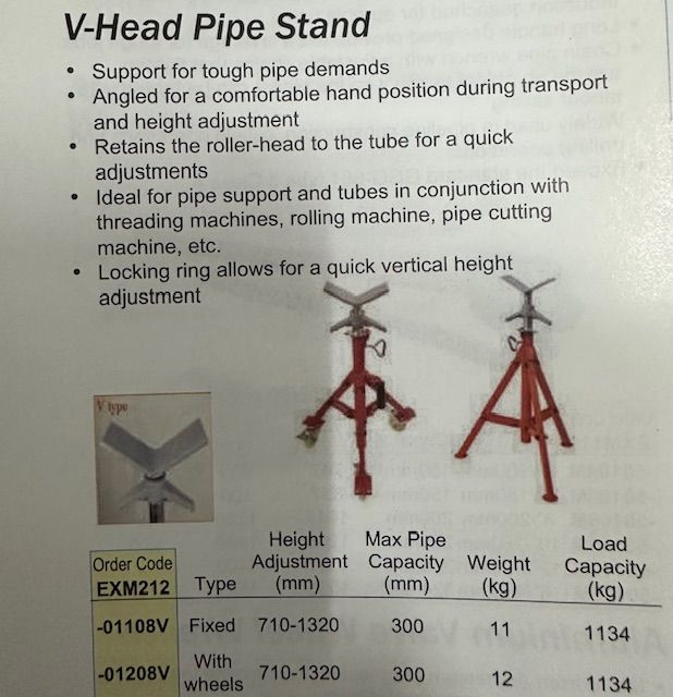 TEMOTUF V-Head Pipe Stand With Wheels (EXM212-01208v)