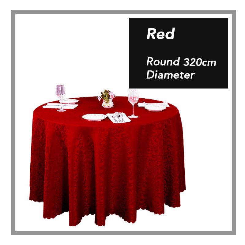 Round Damask Pattern Table Cloth Cover / FOR 5' TABLE / FOR 6' TABLE / Kain Alas Meja Bulat Banquet Wedding Event Hotel Top / ALAS MEJA