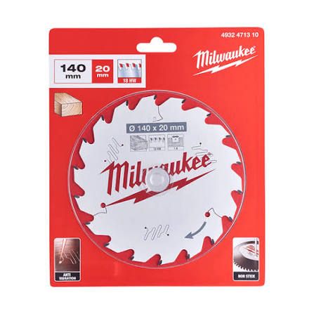 Milwaukee 5-1/2" (140mm x 20mm) 18T Framing Wood Circular Saw Blade  (For M12 FCS442 Circular Saw) 4932-4713-10