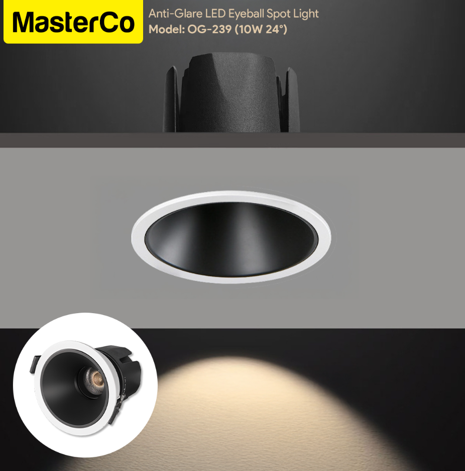 MASTERCO CONCEALED ANTI-GLARE EYEBALL SPOT LIGHT OG-239 10W 24°
