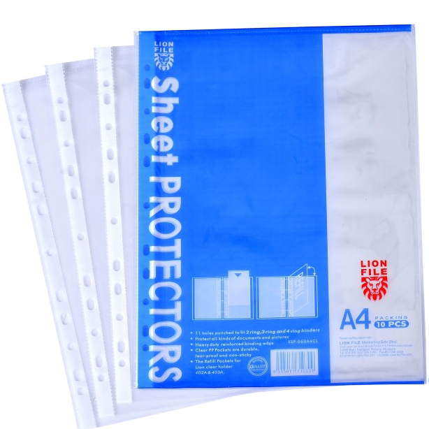 Lion File 60 micron A4 PP Sheet Protector for