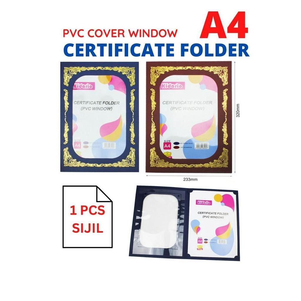 A4 CERTIFICATE FOLDER WITH PVC COVER WINDOW (1'S CERTIFICATE) / A4 SIJIL FOLDER / BUKU SIJIL