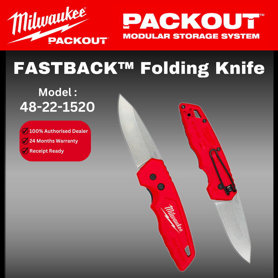 Milwaukee Fastback Folding Knife / 48-22-1520 / Camping Knife / Hiking Knife / Pisau Lipat