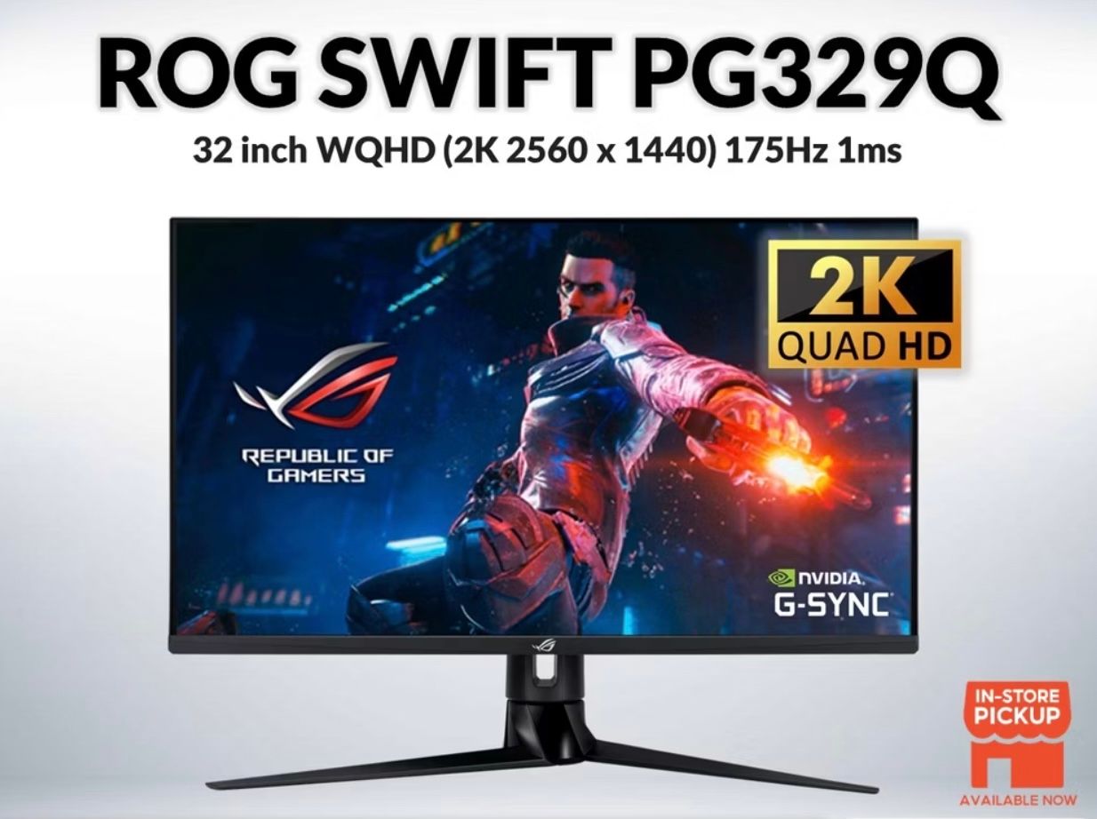 Asus ROG Swift PG329Q Gaming Monitor – 32 inch WQHD (2560 x 1440), Fast IPS | 175Hz | 1ms (GTG)