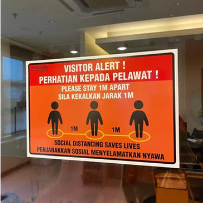 PROGUARD PLEASE STAY 1M APART / SILA KEKALKAN JARAK 1M ?SAFETY SIGNAGE CSD 2003