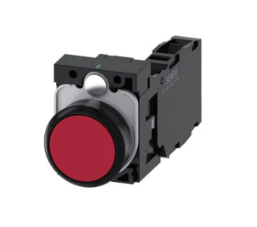 Siemens Red 3SU1 Series Push Button, Panel Mount, 22mm Cutout, SPDT 3SU1100-0AB20-1FA0