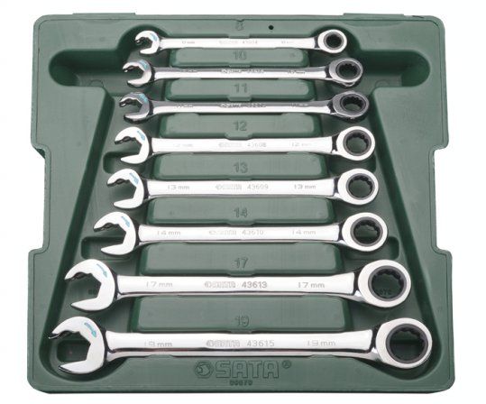 Sata 8PC COMBINATION DOUBLE RATCHETING WRENCH SET (METR