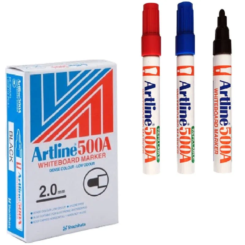 Artline White Board Marker 500A - Black / Blue / Red / Green