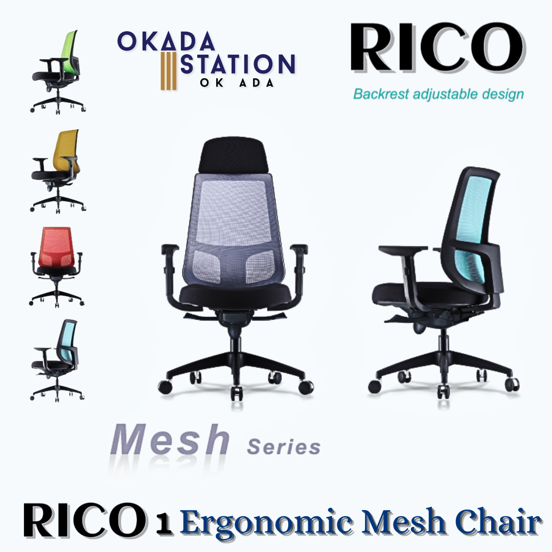CLASSIC CHAIR RICO 1 ERGONOMIC OFFICE MESH CHAIR WITH NYLON LEG - ALL SIZE (FABRIC) / CLASSIC CHAIR / MESH SERIES / RICO 1 SERIES / ERGONOMIC OFFICE CHAIR / MESH CHAIR / ERGONOMIC MESH CHAIR / OFFICE CHAIR / CHAIR / RICO