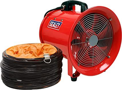 12 inch Portable VENTILATOR BLOWER TURBO FAN AXIAL Industrial , 5 MTR AIR FLEXIBLE DUCT HOSE ( ELECTRO ) WITH 12" BLOWER DUST