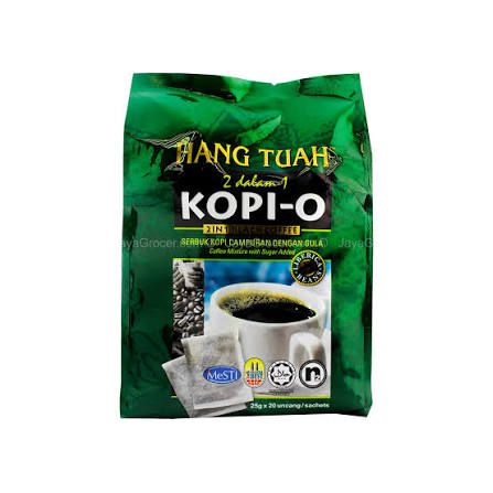 HANG TUAH KOPI O 2IN1 BLACK COFFEE MIXTURE WITH SUGAR GREEN 15 X 25G (GREEN)