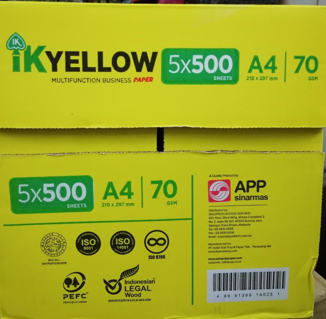 IK Yellow (Indah Kiat) A4 paper 70 gsm 500 Sheets
