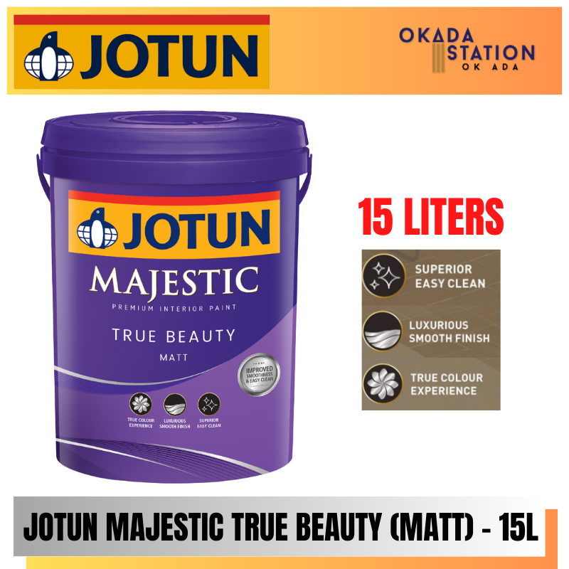 Jotun Paint / 15L / 15 LITER / Interior Paint / Majestic True Beauty Matt / Waterbased Paint / Cat Dalaman / Cat Air / Cat