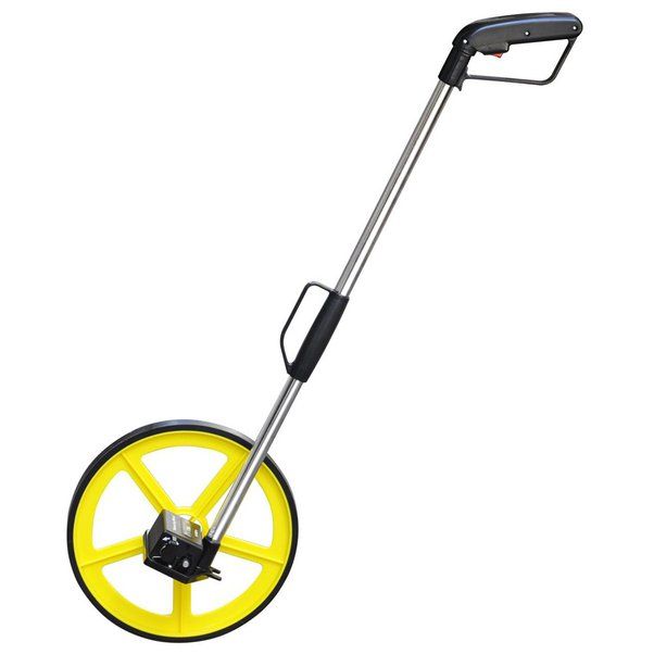 Mechanical metric road distance measuring wheel