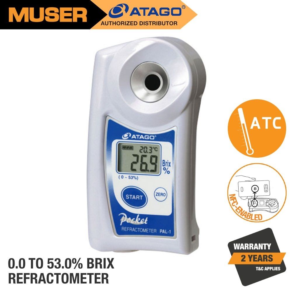 ATAGO PAL-1 Digital Hand-held Pocket Brix Refractometer // 0-53% Brix