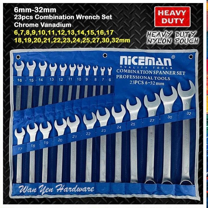 NICEMAN HEAVY DUTY COMBINATION SPANNER SET / COMBINATION WRENCH 23PCS (6-32MM) NM723C
