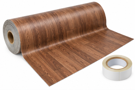 Waterproof PVC Floor Carpet Mat 2mm x 6ft x 25m – Walnut Wood Plank with Tape