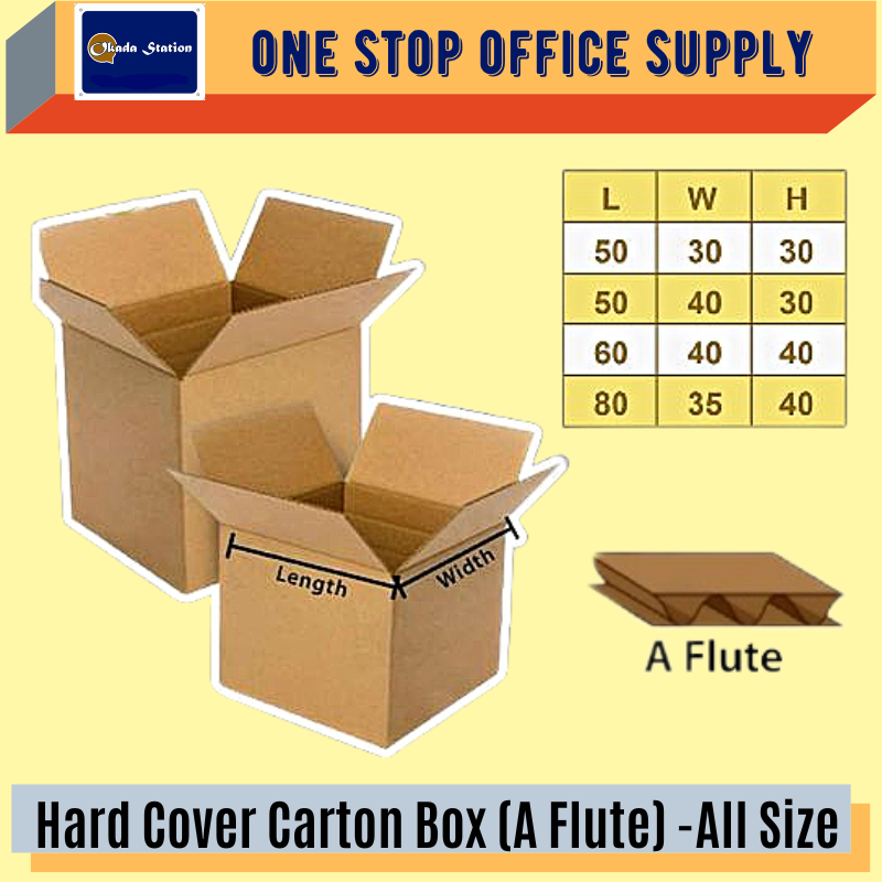 HARD COVER CARTON BOX (A FLUTE) - ALL SIZE / CARTON BOX / THREE LAYER CORRUGATED BOX / PACKING BOX / CARDBOARD BOX / PAPER CARTON BOX / HARD COVER BOX / BOX / SMALL / MEDIUM / LARGE / EXTRA LARGE