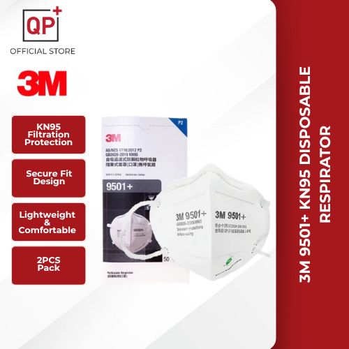 3M 9501+ KN95 DISPOSABLE RESPIRATOR (2PCS) | TOPENG PERNAFASAN | 防护口罩-