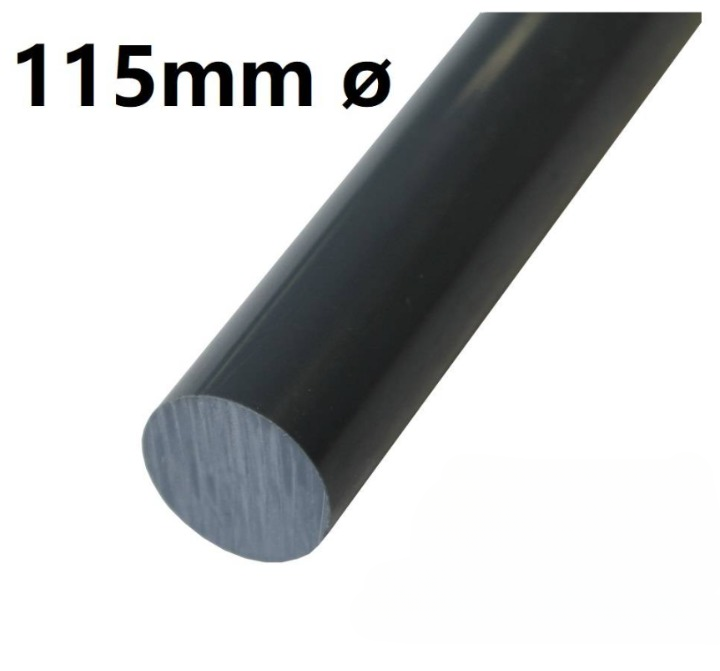 PTFE ROD BLACK 115MM DIAMETER CARBON FILLED PTFE