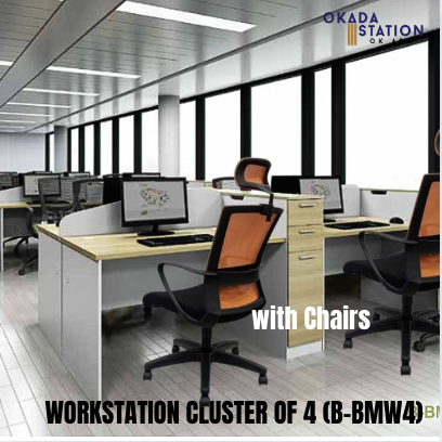 VS WORKSTATION SET CLUSTER OF 4 (B-BMW 4-SET) / SIZE: 1800MM / WORKSTATION / OFFICE DESK SET / CLUSTER OF 4 / 4 SEAT / INCLUDED FIT SIDE DRAWERS / TABLE SIDE DRAWER