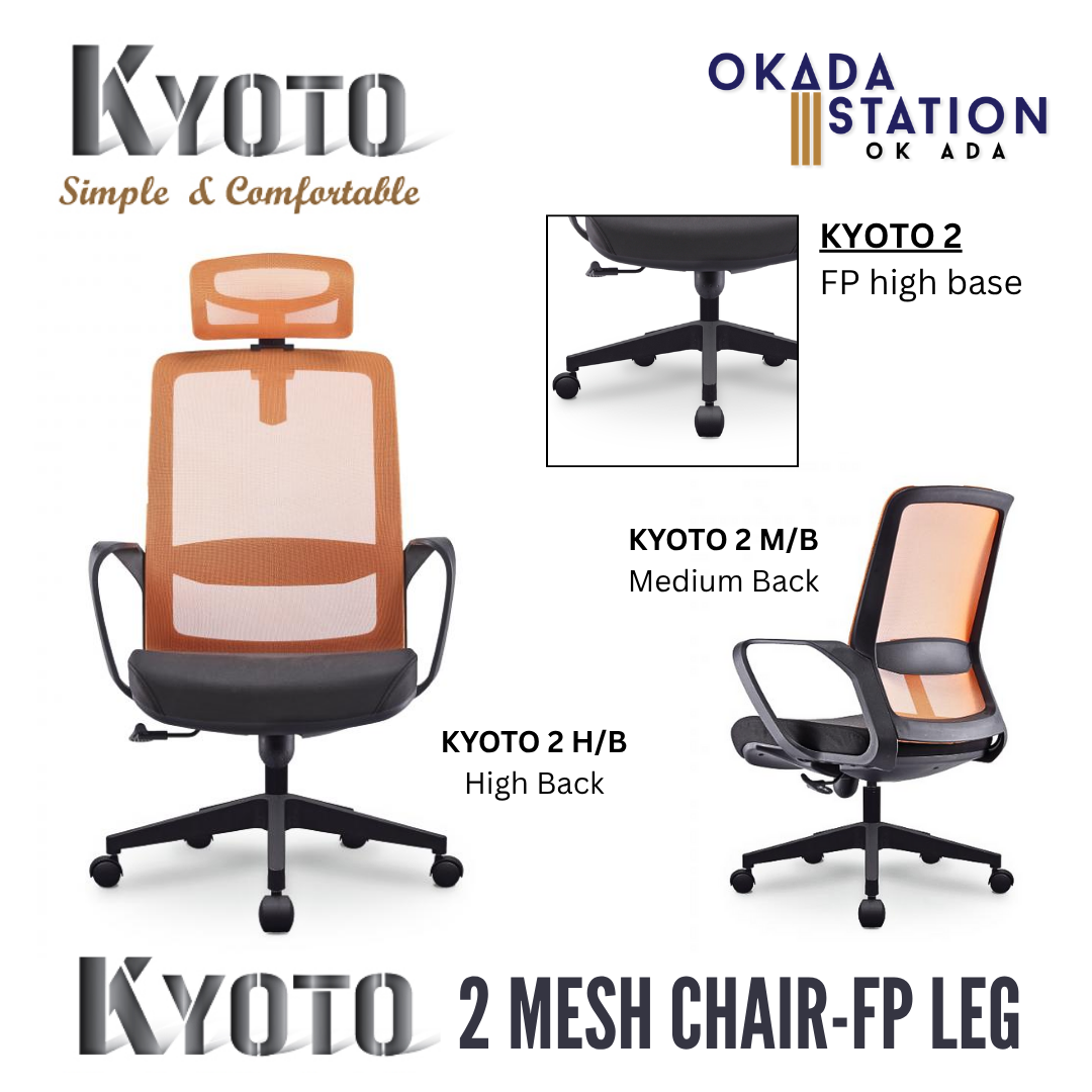 KYOTO 2 ERGONOMIC MESH CHAIR - ALL SIZE / MESH SERIES / OFFICE CONFERENCE CHAIR / OFFICE SWIVEL CHAIR / ERGONOMIC CHAIR / EXECUTIVE CHAIR / DIRECTOR CHAIR / OFFICE CHAIR / MESH CHAIR / FP BASE / KYOTO 2