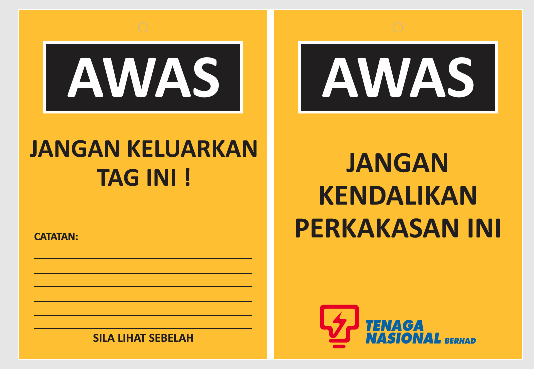 Arcylic Signage AWAS - KUNING_Glossy Print Sticker - Size: W115mm x L148mm