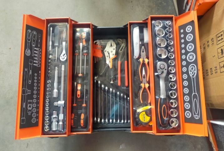Cantilever Metal Tool Box Set-5 Tier, 85pcs 1/4" & 1/2" ocha Cantilever Metal Tool Box Set-5 Tier, 85 1/4" & 1/2"- free delivery semenanjung