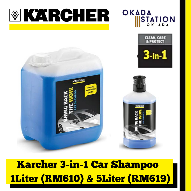 Karcher 3-in-1 Car Shampoo - 1Liter (RM610) & 5Liter (RM619) / 1L Car Shampoo / 5L Car Shampoo / Car Shampoo / 3 in 1 / Clean -Care-Protect / Shampoo
