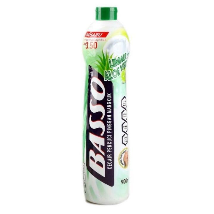 BASSO PENCUCI PINGGAN DISHWASHING LIQUID LIMAU ALOEVERA 900ML [LOOSE] / 12 X 900ML [CARTON]