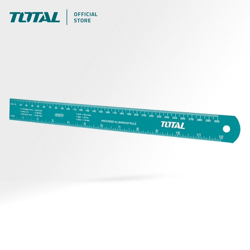 TOTAL RULER ANODIZED ALUMINIUM READING IN MILLIMETRES AND INCHES (30CM) TMT633002
