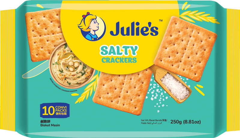 Julie’s Salty Crackers 250g (Conv Packs) X 24 PACKS 