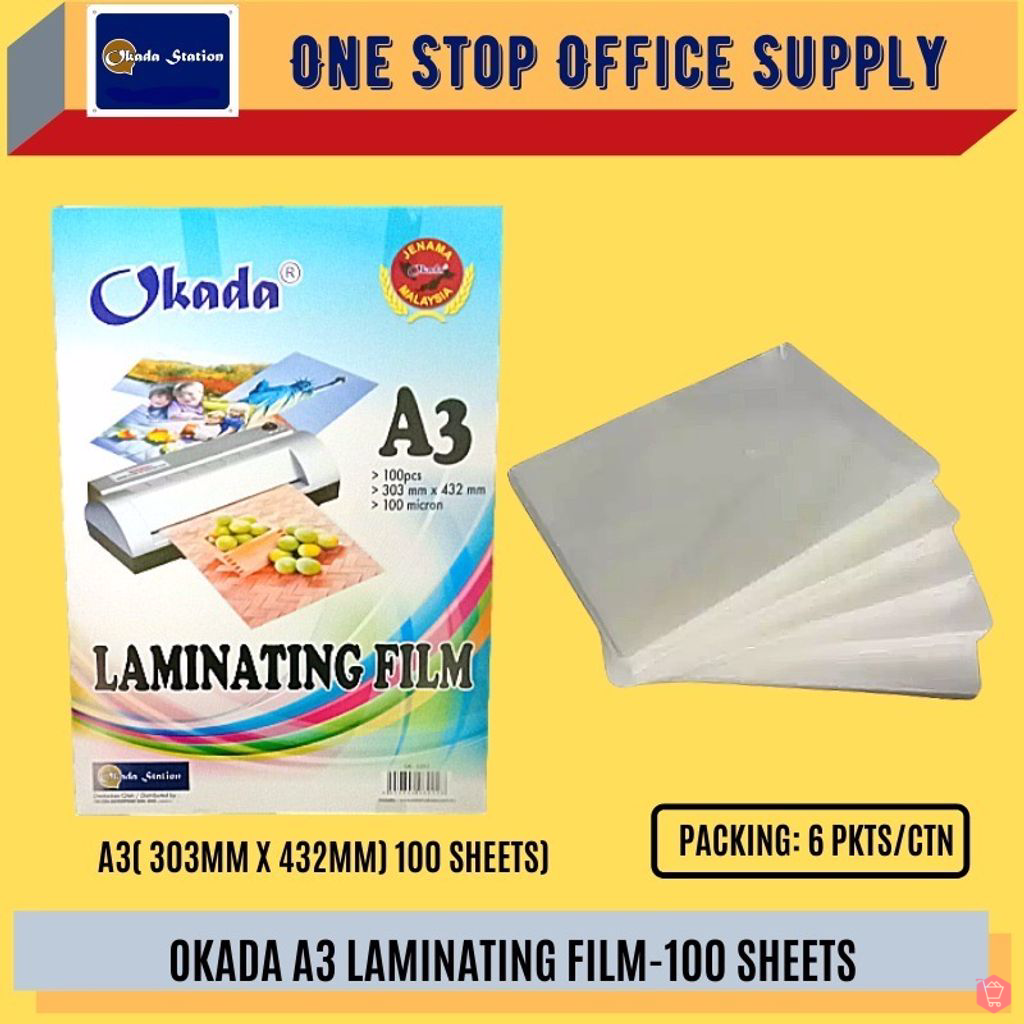 A3 Laminating Film-100 MIC /Okada /Laminating Film /Laminate Film /Laminating Pouch /A3 Size /A3 Laminating Film
