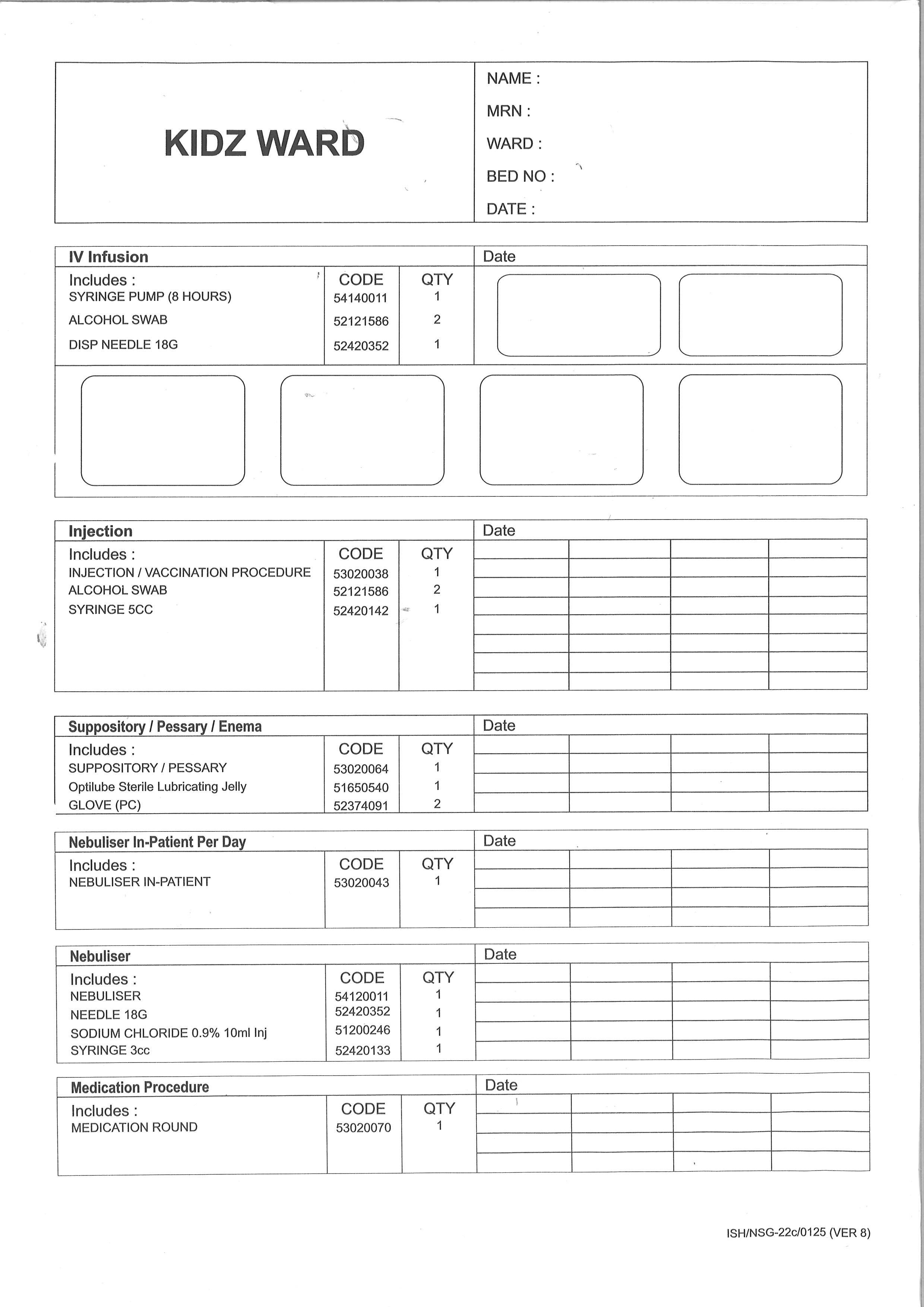 KIDZ WARD - ORDER SETS