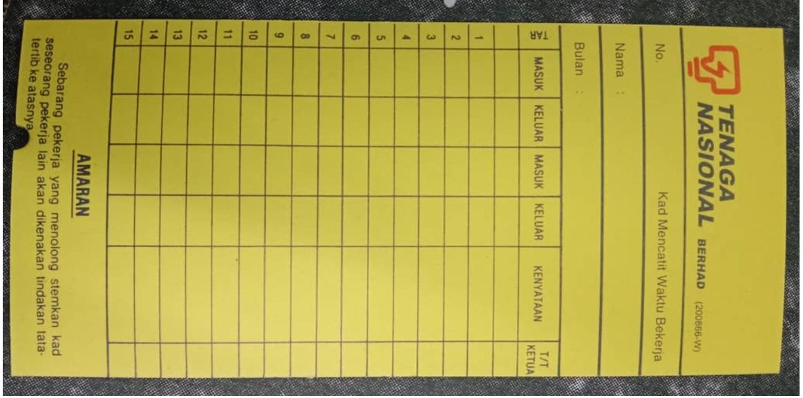 NA Punch Card TNB