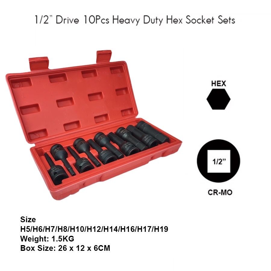 10Pcs 78mm Length Power Magnetic Screwdriver Driver Set Impact 1/2" Hex Wrench Socket Bit Cr-Mo sepana soket