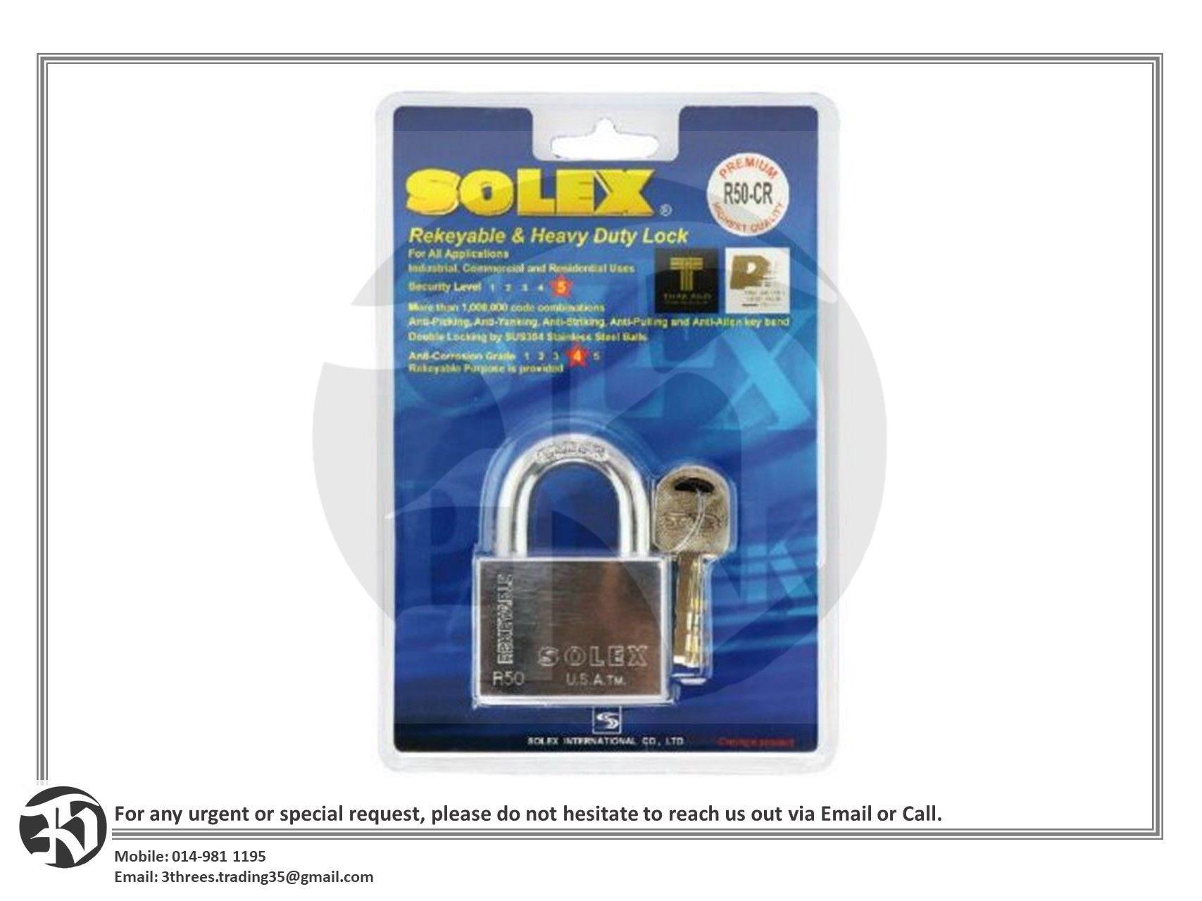 Solex CR40 Rekeyable & Heavy Duty Padlocks 40MM