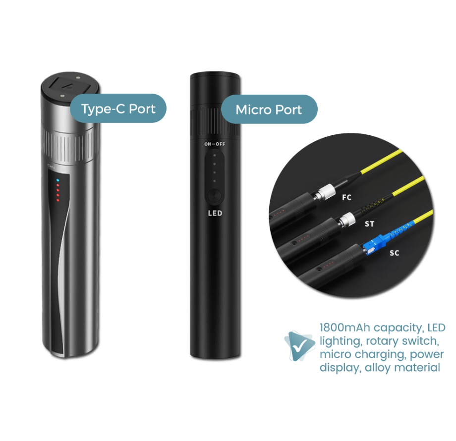 B5/B5S 15MW TURN OPEN TYPE FIBER OPTIC RECHARGEABLE VFL RED LASER PEN & LED LIGHT