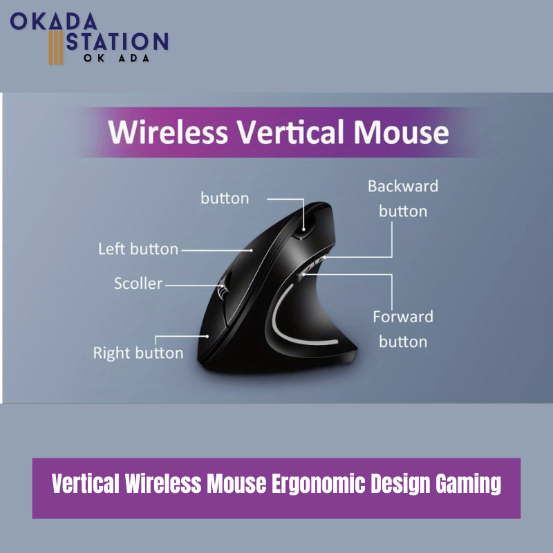 Vertical / Wireless Mouse USB / for PC Laptop Office Home / Ergonomic Design Gaming