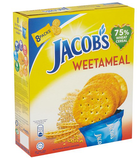 JACOB'S WEETAMEAL WHEAT CRACKERS 8 PACKS 144G