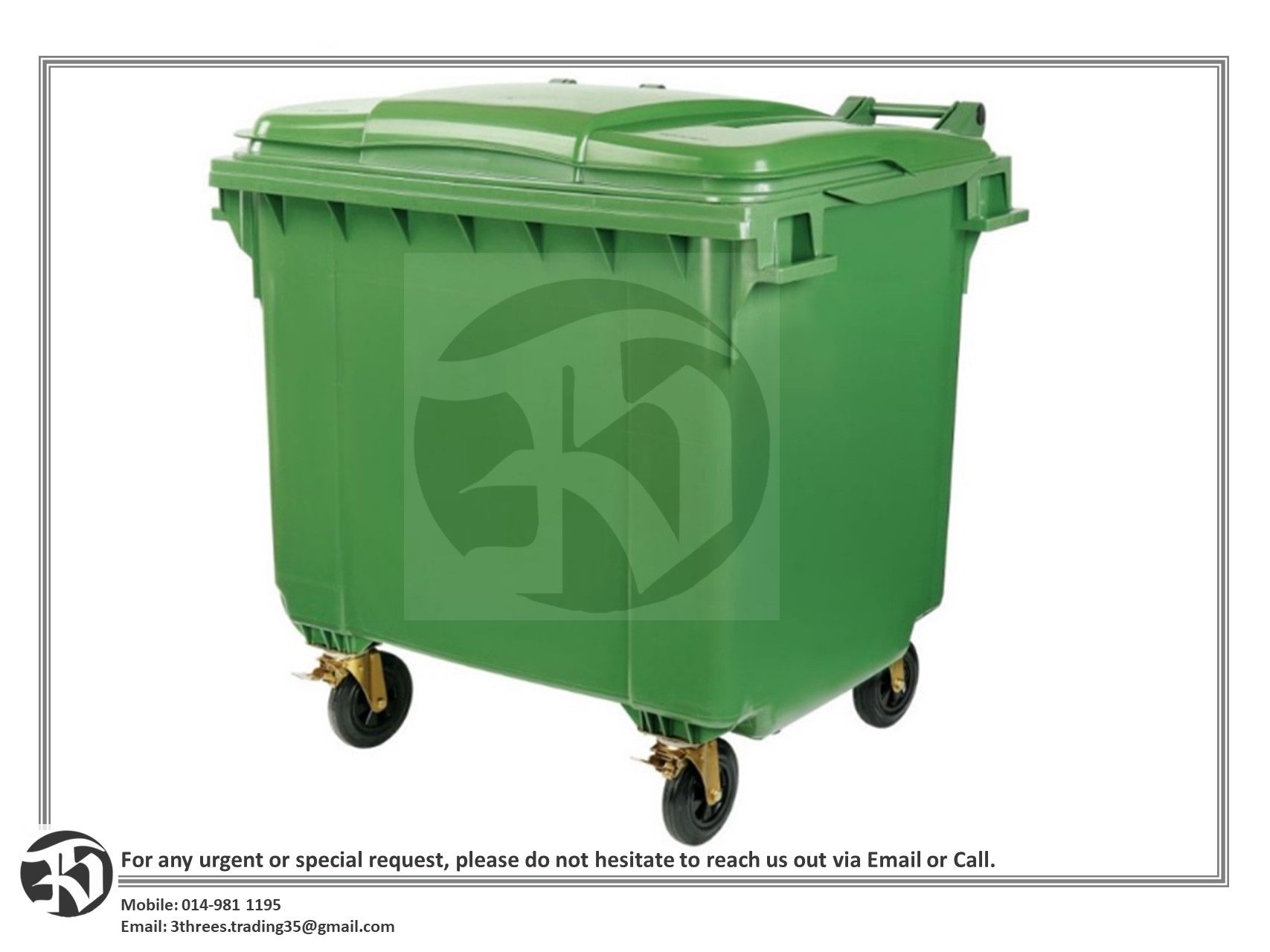 HDPE 4-Wheel Mobile Garbage Bin 660L