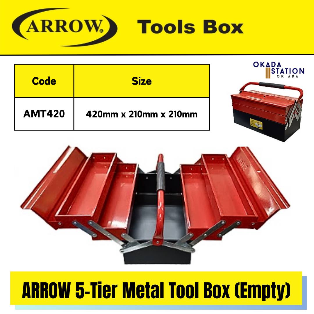 ARROW 5-Tier Metal Tool Box (AMT420) / Hard Tool Box / Tool Storage Box / Tool Accessories Box / Empty Tool Box / 5 Tier Tool Box / Metal Tool Box / Tool Box / Storage Box / AMT420